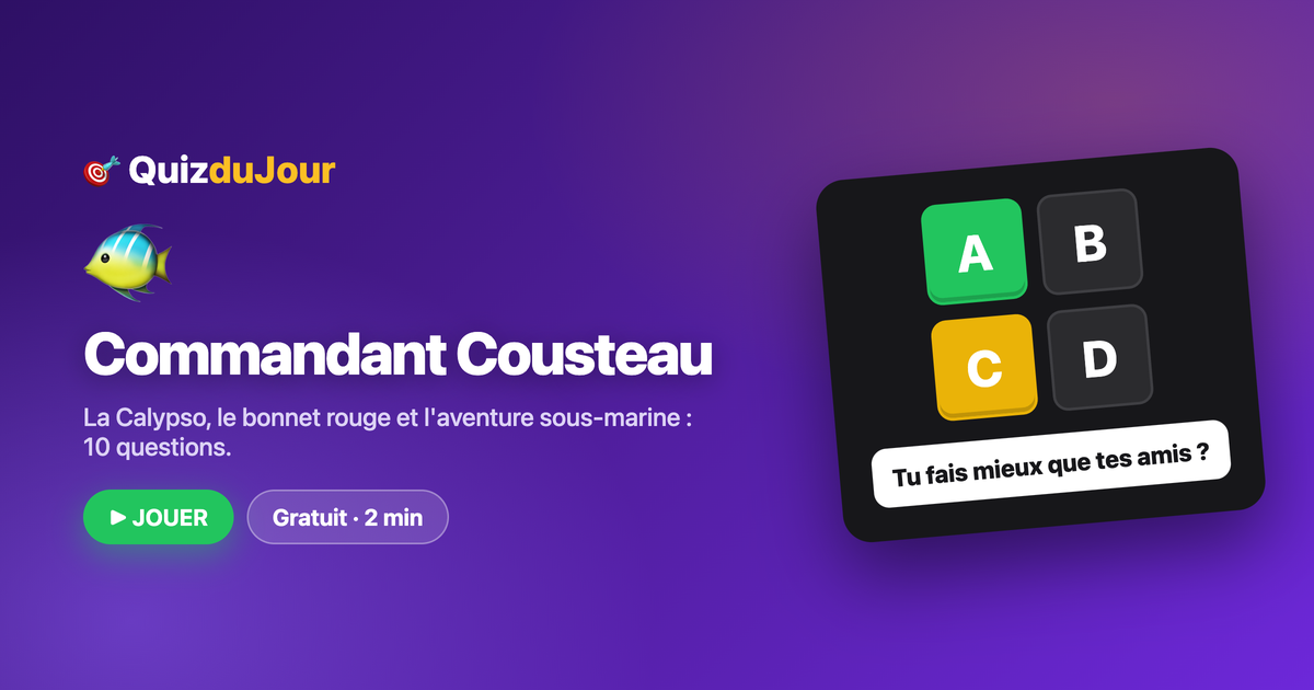 Quiz Commandant Cousteau : le monde du silence