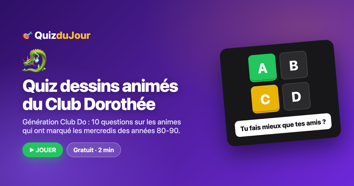 Quiz dessins animés du Club Dorothée : Dragon Ball, Sailor Moon...