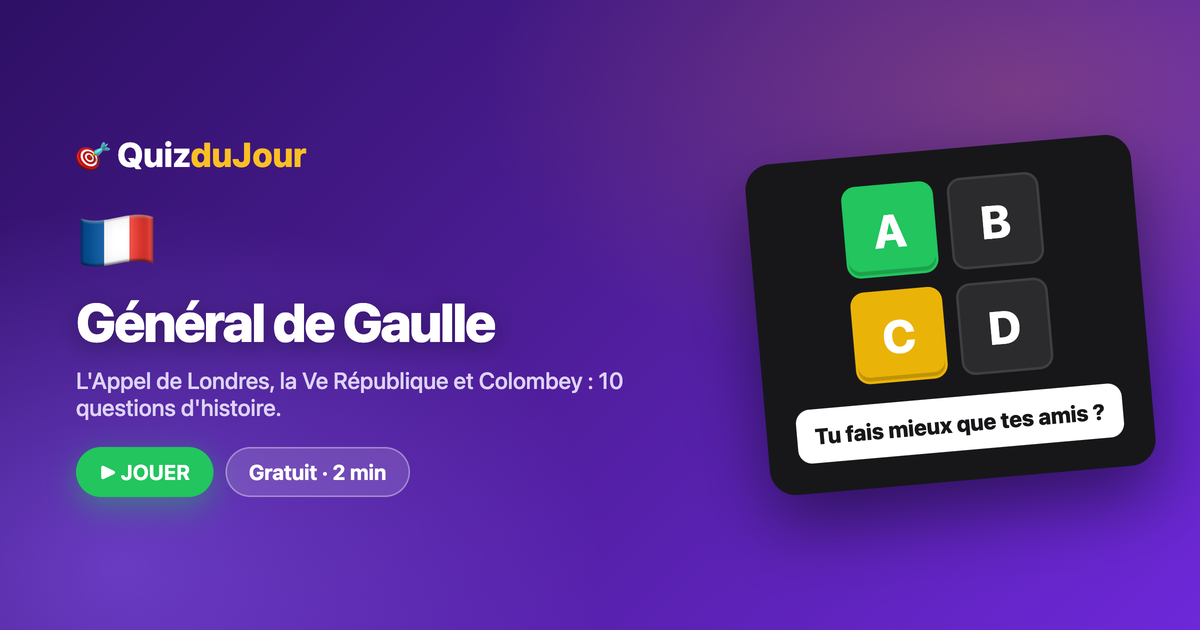 Quiz Général de Gaulle : l'homme du 18 juin