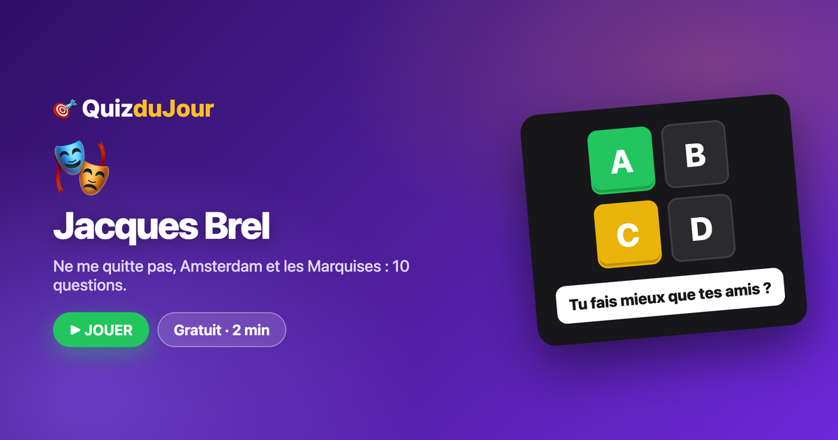 Quiz Jacques Brel : l'intensité faite chanson