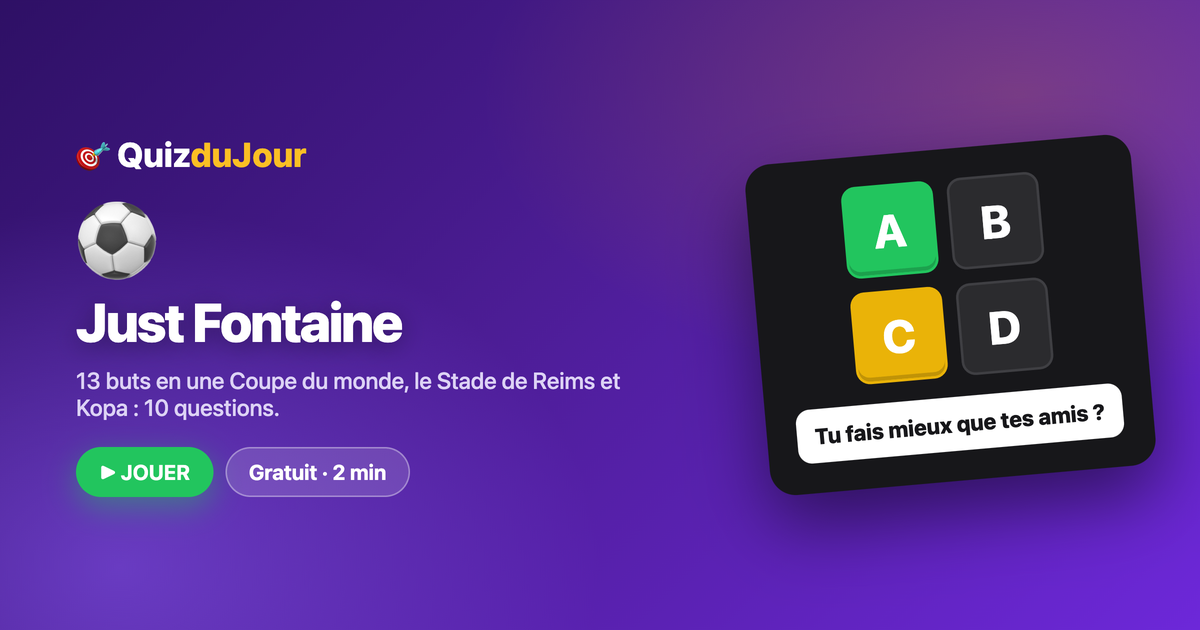 Quiz Just Fontaine : le buteur record de 1958