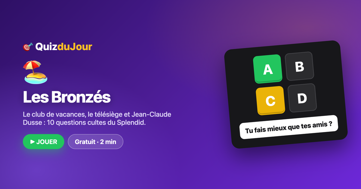 Quiz Les Bronzés : le culte du Splendid