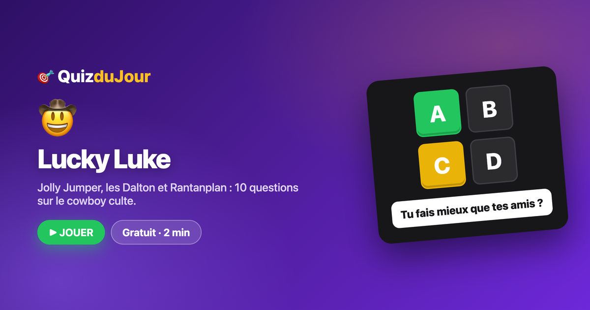 Quiz Lucky Luke : plus vite que son ombre