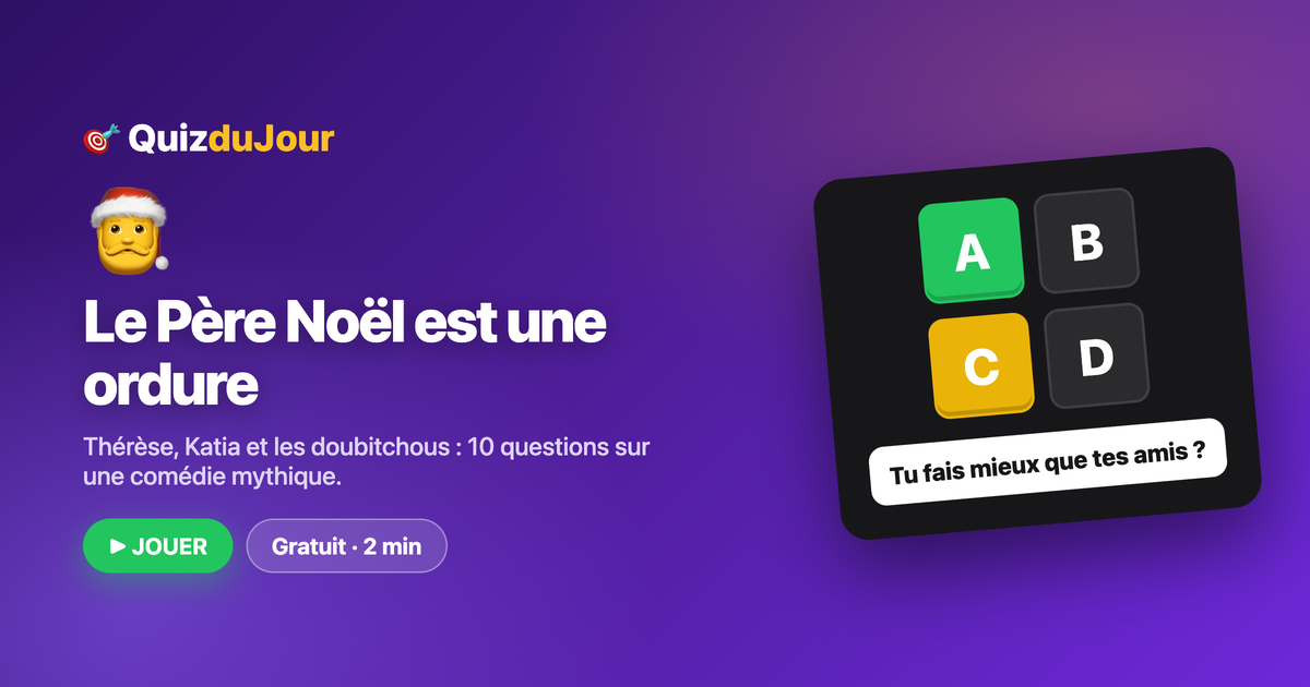 Quiz Le Père Noël est une ordure : le culte du Splendid