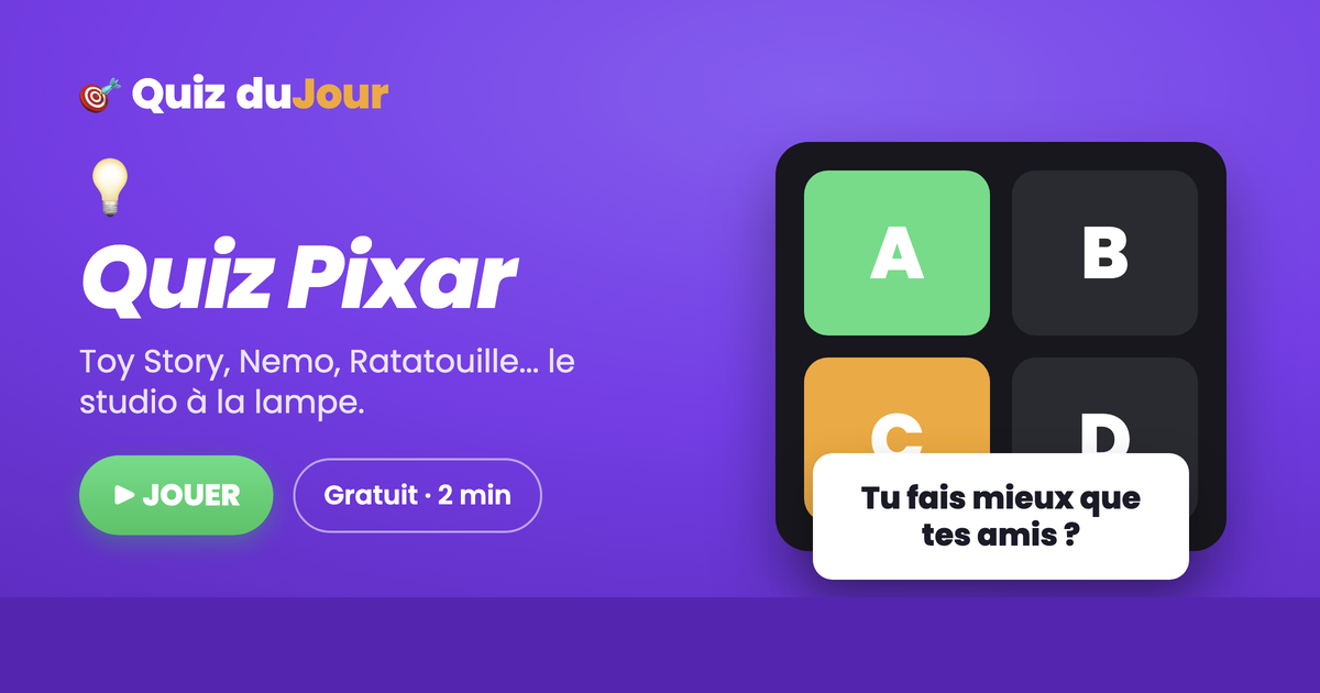 Quiz Pixar : es-tu incollable sur les films du studio à la lampe ?