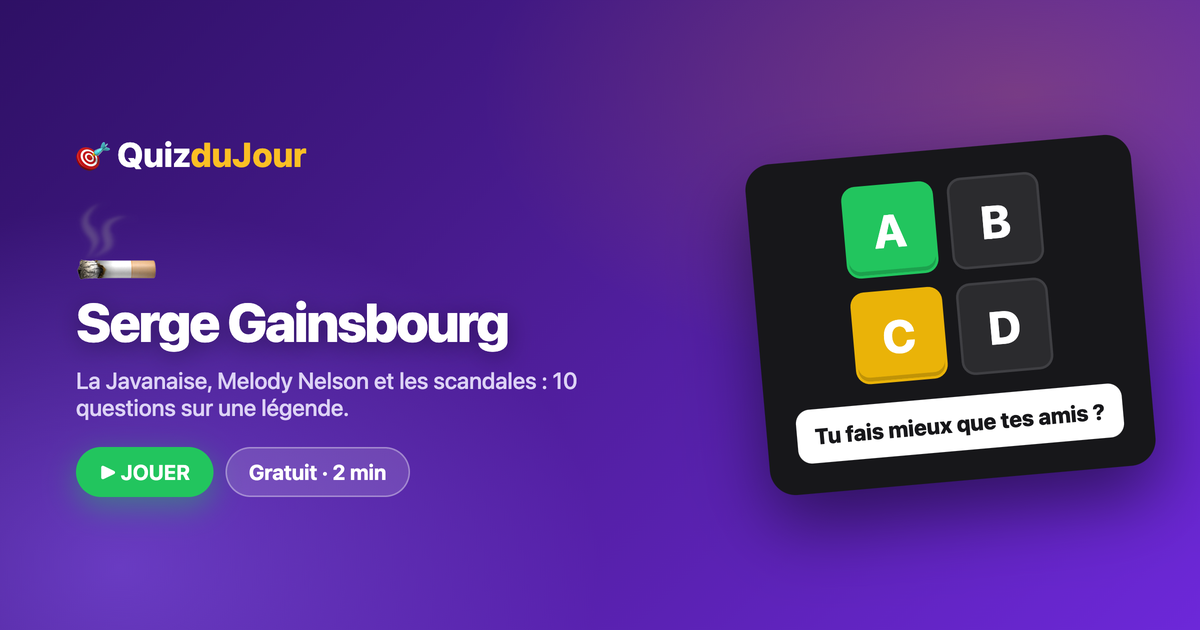 Quiz Serge Gainsbourg : le provocateur de génie