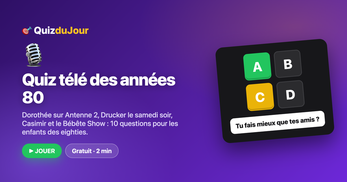 Quiz télé des années 80 : Récré A2, Champs-Élysées, Cocoricocoboy...