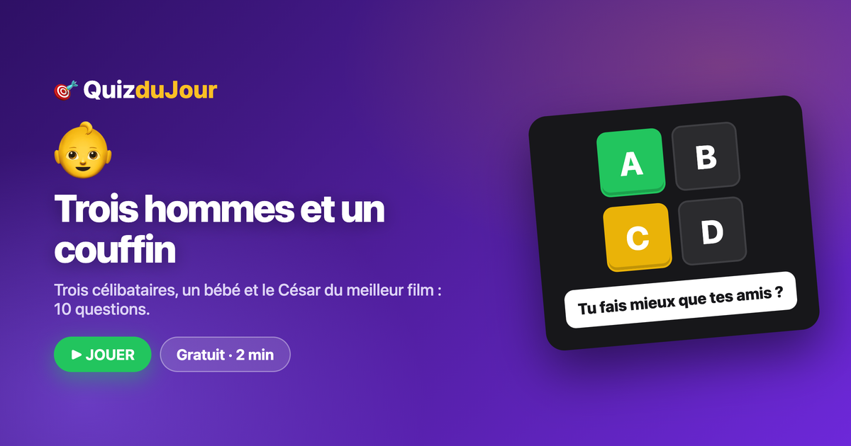 Quiz Trois hommes et un couffin : la comédie culte