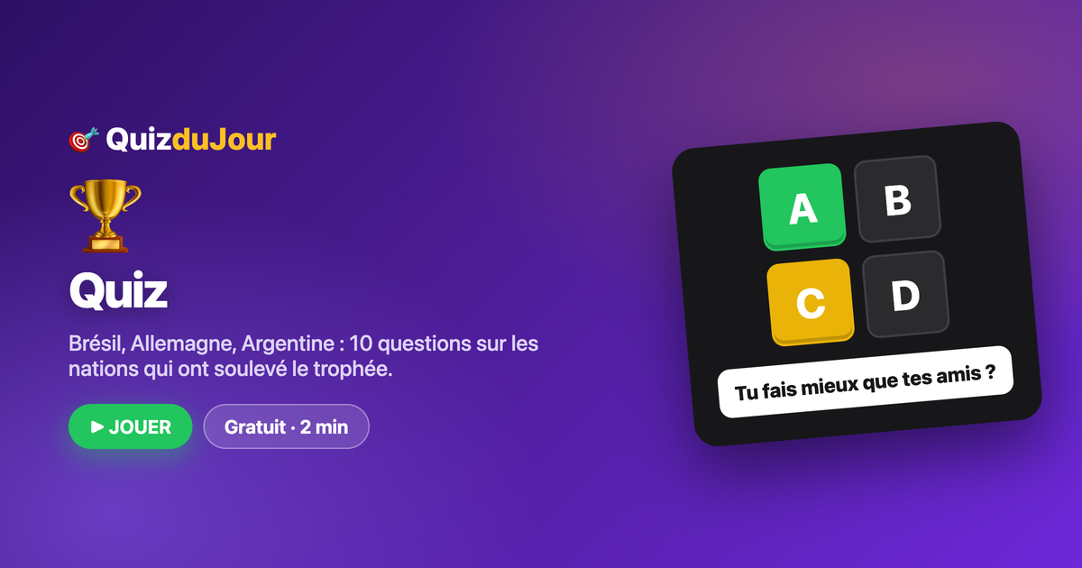 Quiz : connais-tu les vainqueurs de la Coupe du Monde ?