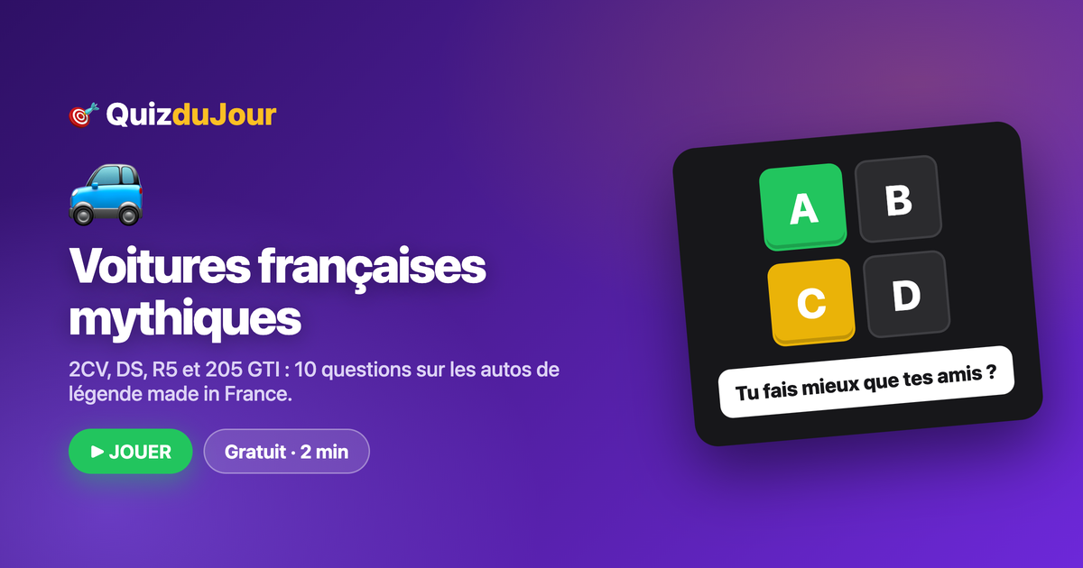 Quiz des voitures françaises mythiques