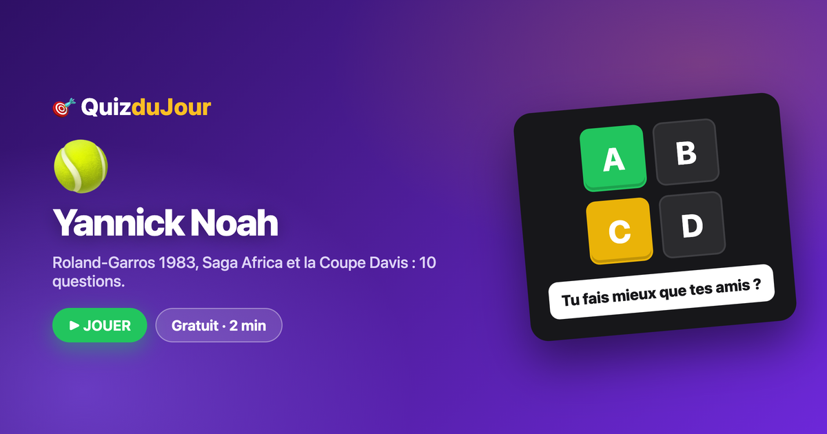 Quiz Yannick Noah : le héros de 1983