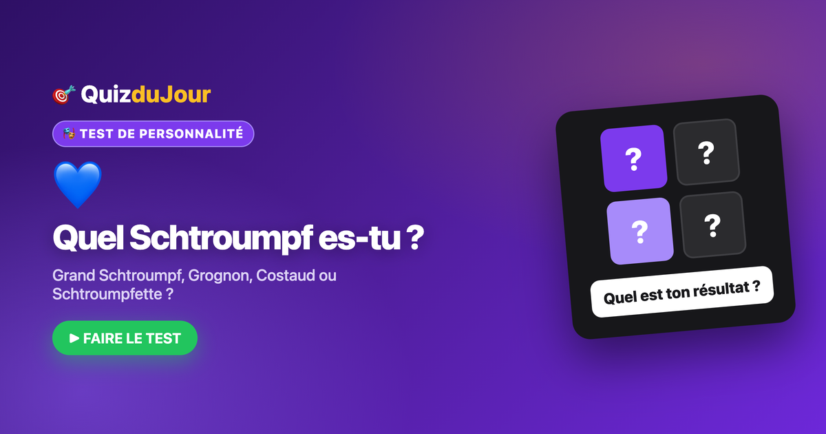 Quel personnage des Schtroumpfs es-tu ?