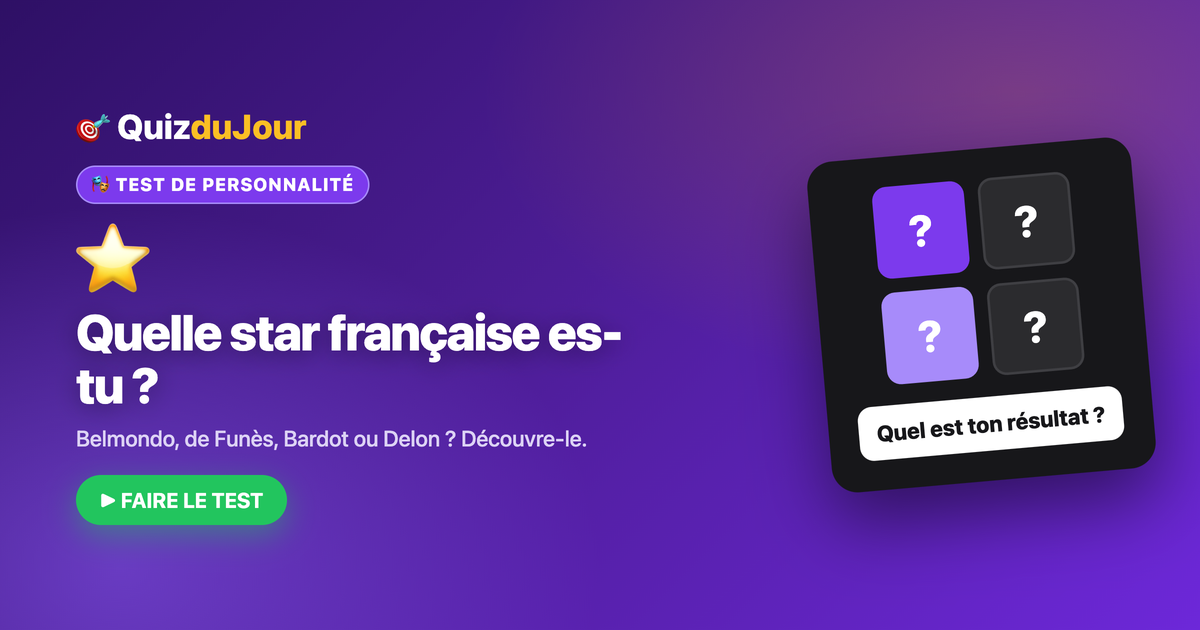 Réponds à 5 questions, on te dira quelle star française tu es